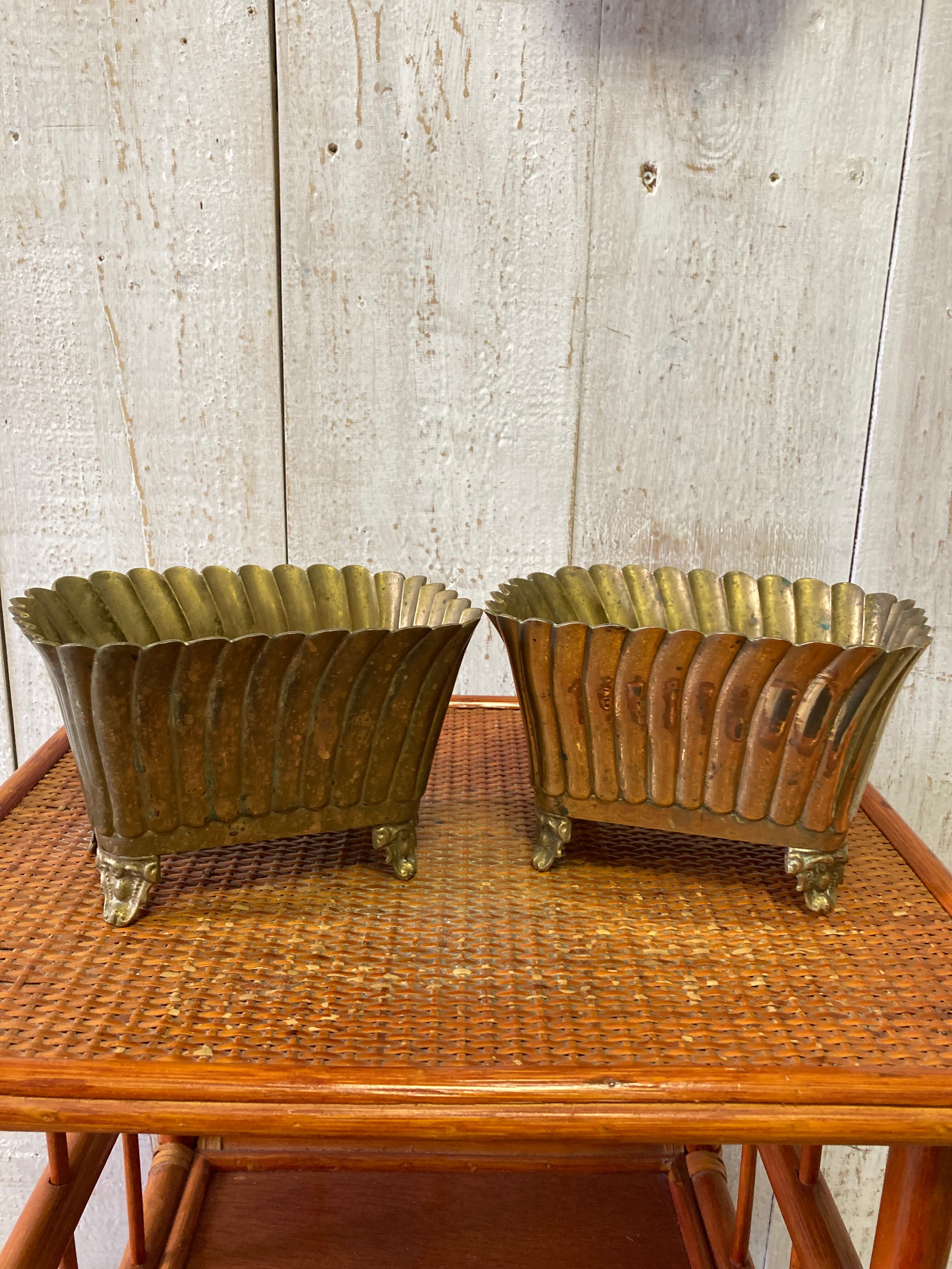 Pair of brass planters
