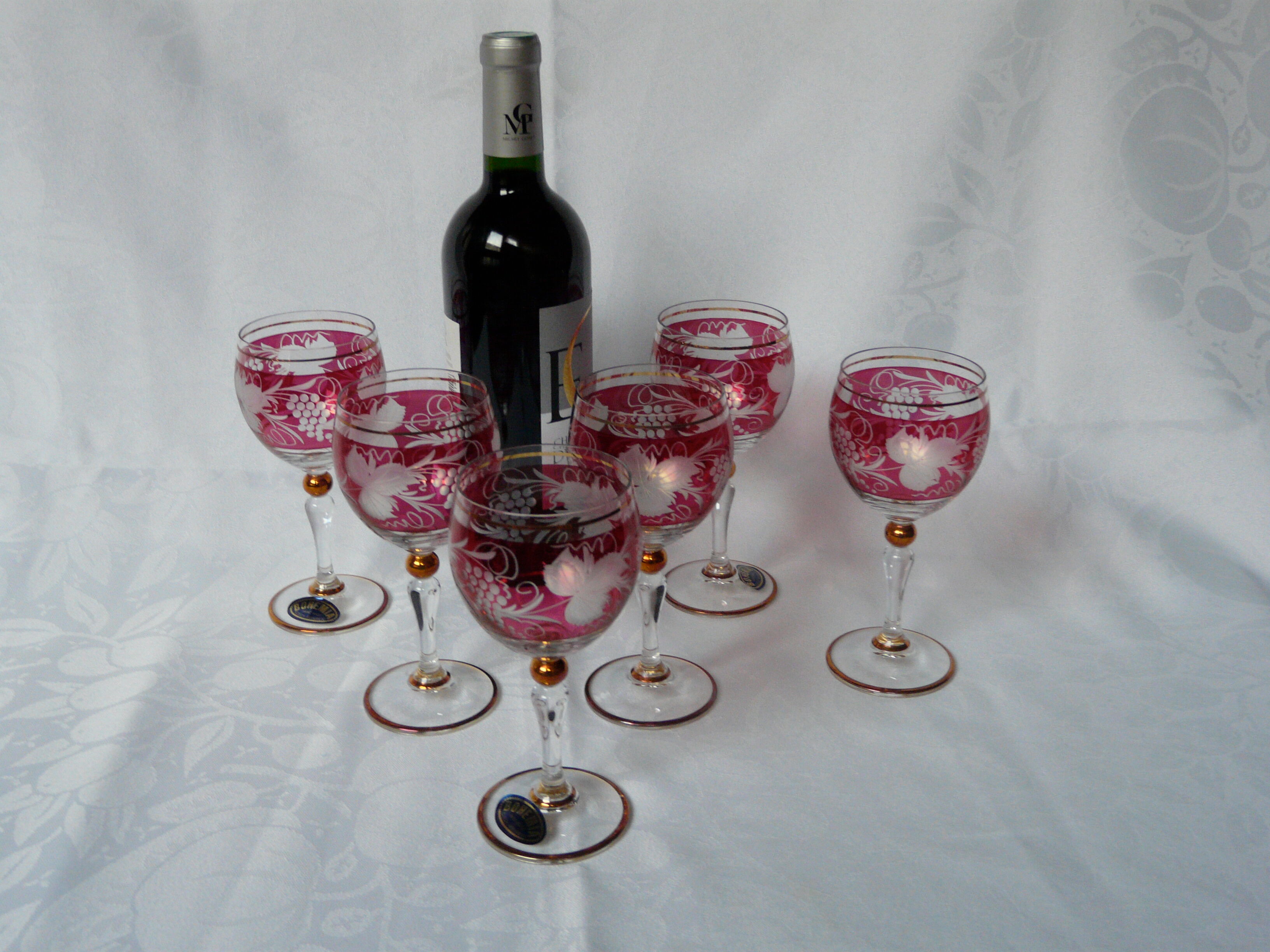 Box of 6 wine glasses in crystal of boheme