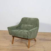 Fauteuil en chêne et tissu vert, Danemark, années 1960