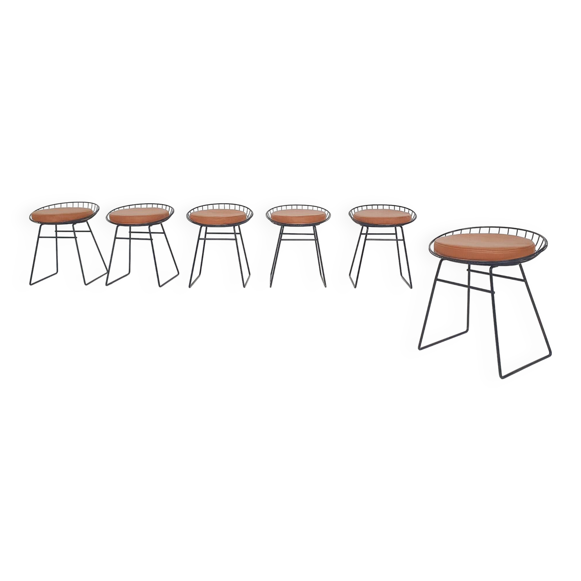 Cees Braakman for Pastoe KM05 metal wire stools, The Netherlands 1958