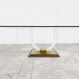 Lucite and brass arch coffee table, 1970s