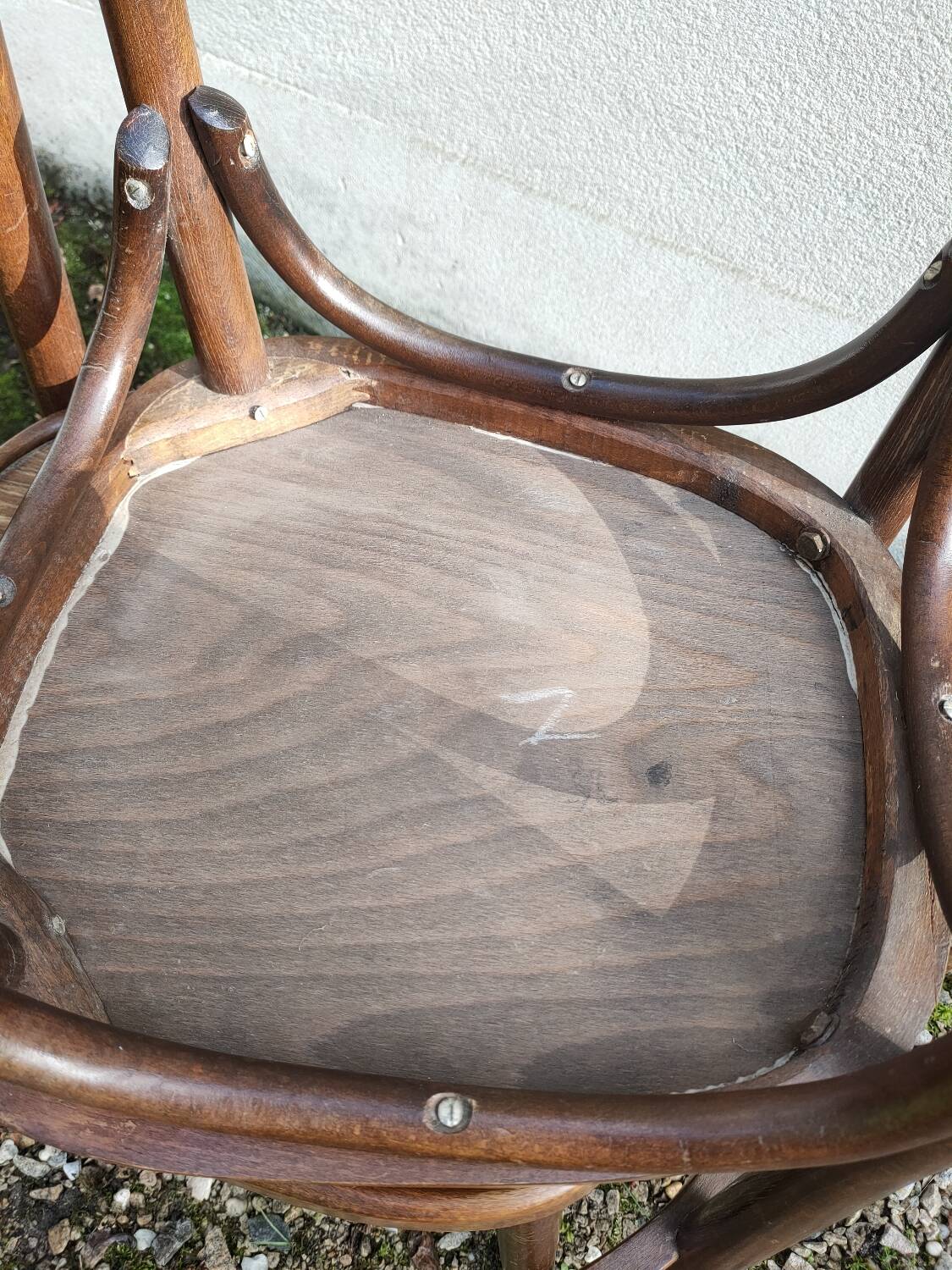 Pair of curved wooden bistro chairs