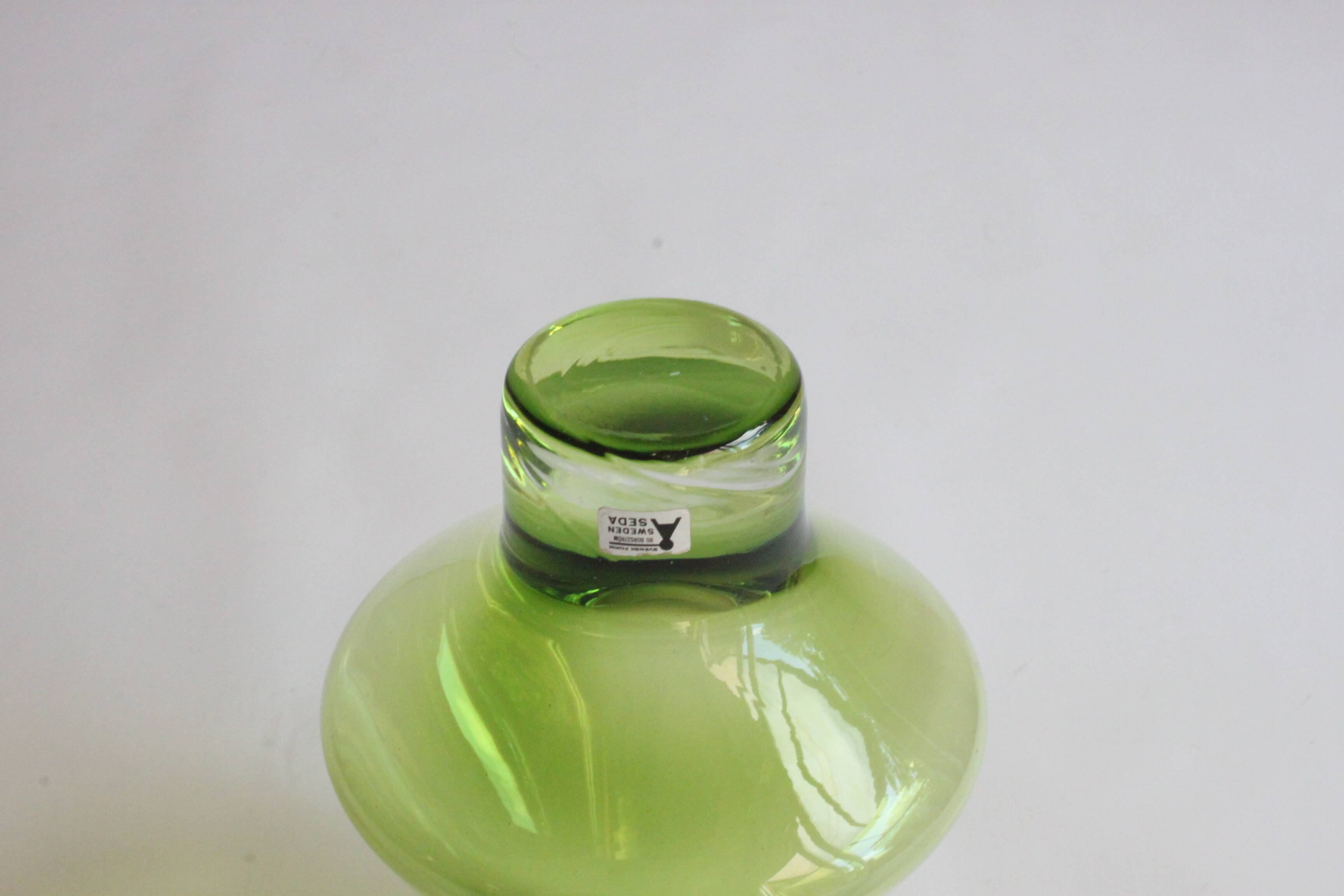 Space age green vase by Bo Borgstrom for Aseda Sweden 1960s