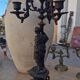 Large antique candelabra in black patinated babbitt – 19th century