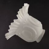 Abat-jour décoratif français vintage blanc opaque avec bordure à volants