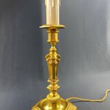 Grand pied de lampe en bronze doré de style Transition Louis XV Louis XVI