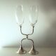 Vintage Pair of Crystal Silver Wedding Anniversary Champagne Flutes