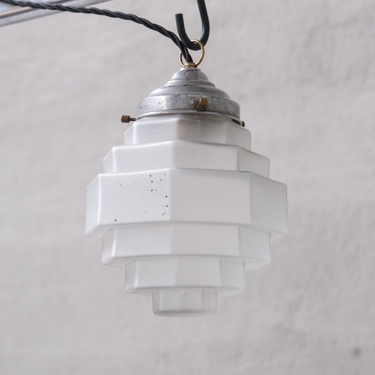 Stepped Opaque Glass Mid-Century Pendant Light