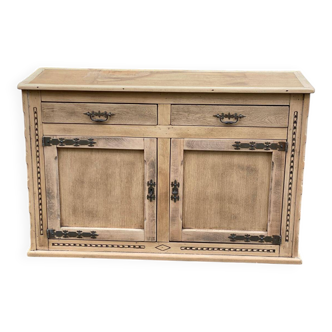 Buffet parisien du 18ème siècle rénové en bois brut 150cm