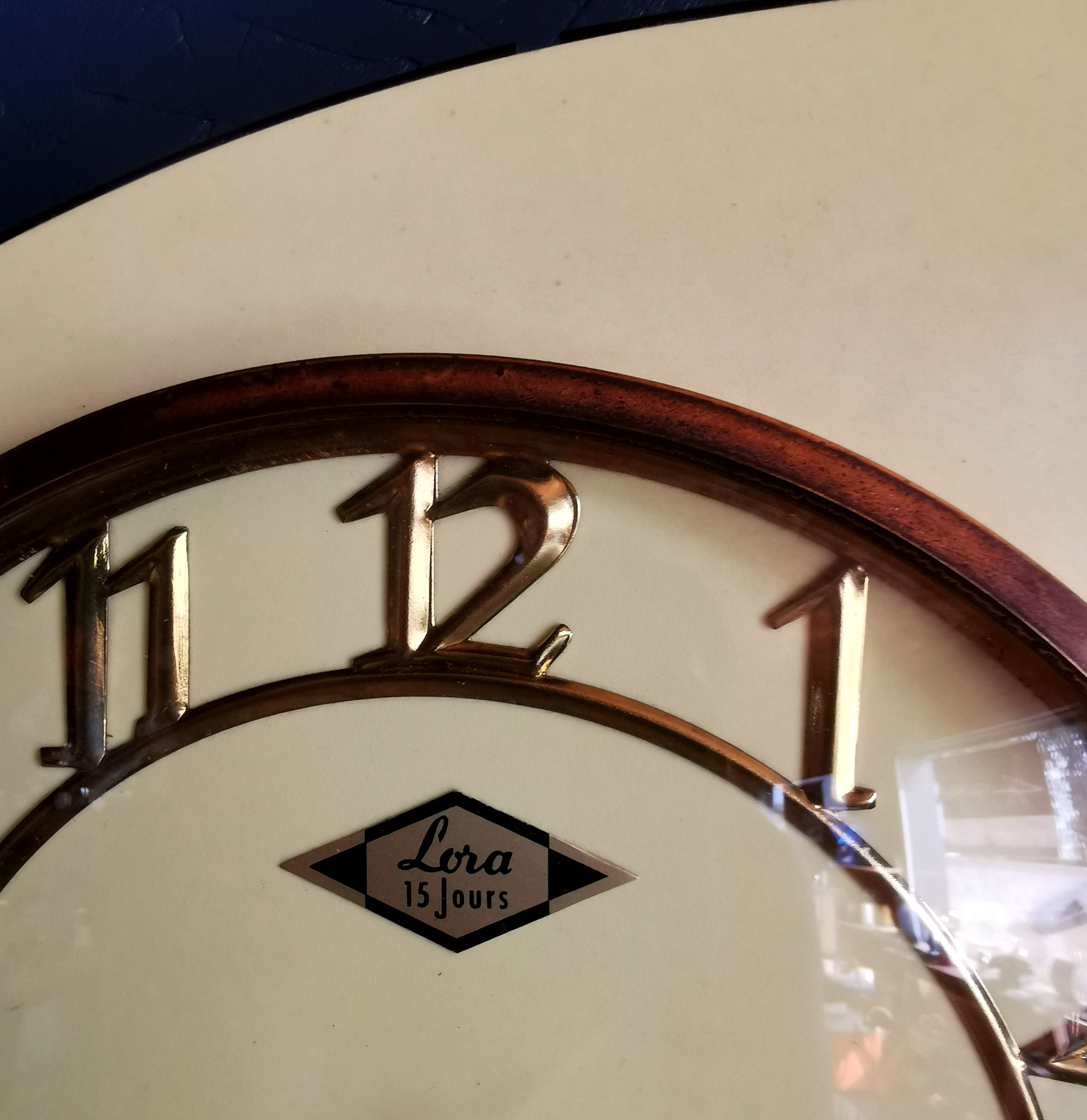 Vintage Formica clock silent asymmetrical wall pendulum "Yellow Lora"