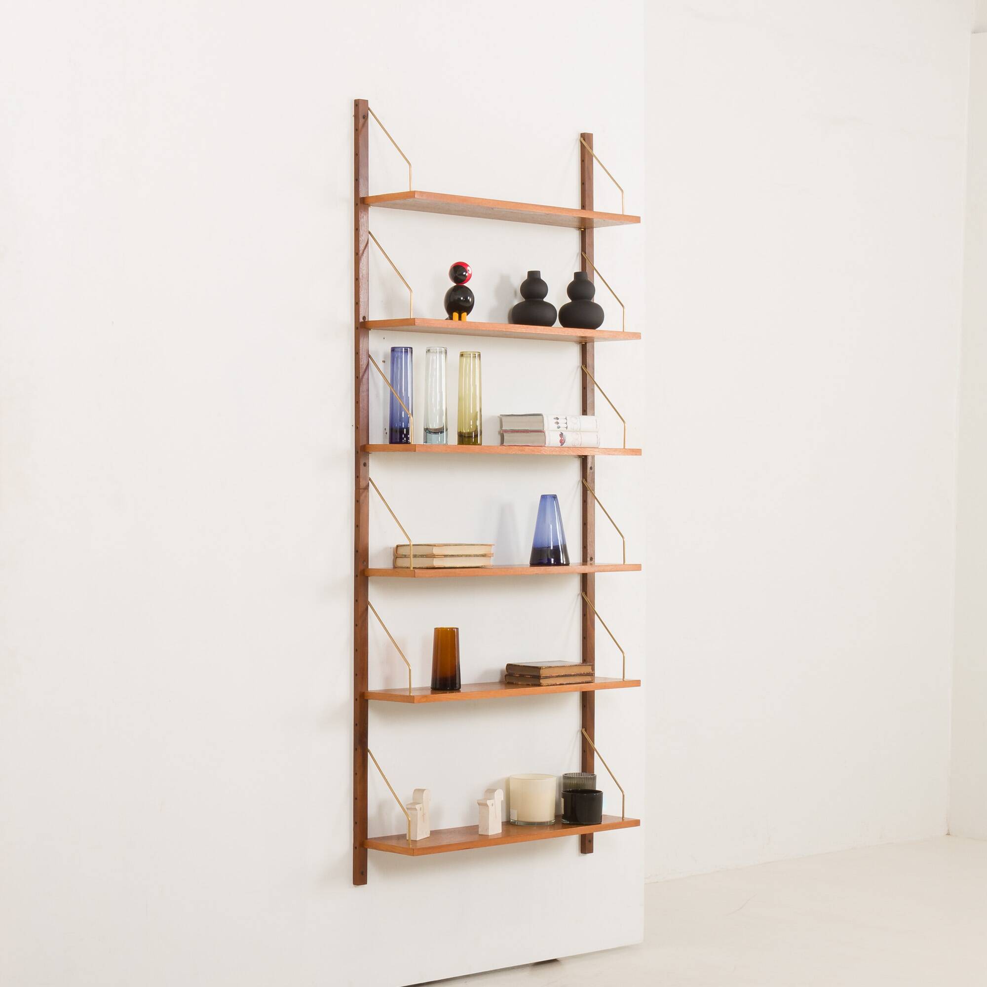 Set of 6 mid century modern renovated teak shelves