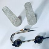 Applique double vintage • acier, laiton & verre • 1950