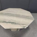 Vintage octogonal white marble coffee table, 1970s