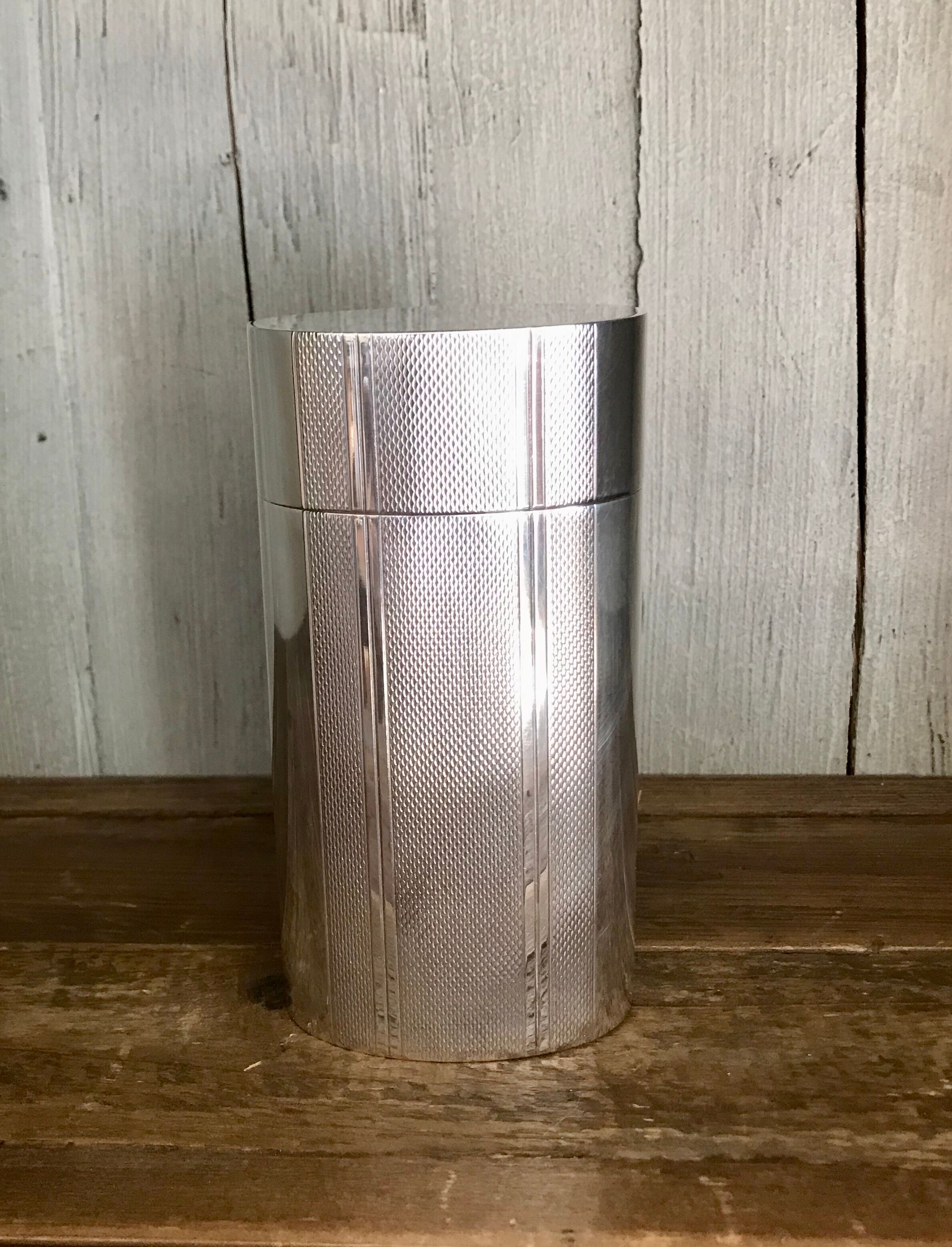 Guilloché silver metal oval cigar box