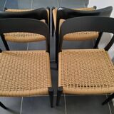 Niels Møller model 75 chair, black, Scandinavian, vintage 1960s.