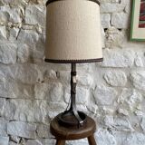 Table lamp base in iron and leather by Jean-Pierre Ryckaert - 1950s