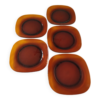 5 flat plates square Vereco caramel