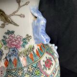 China, polychrome porcelain vase with relief decoration, 20th century