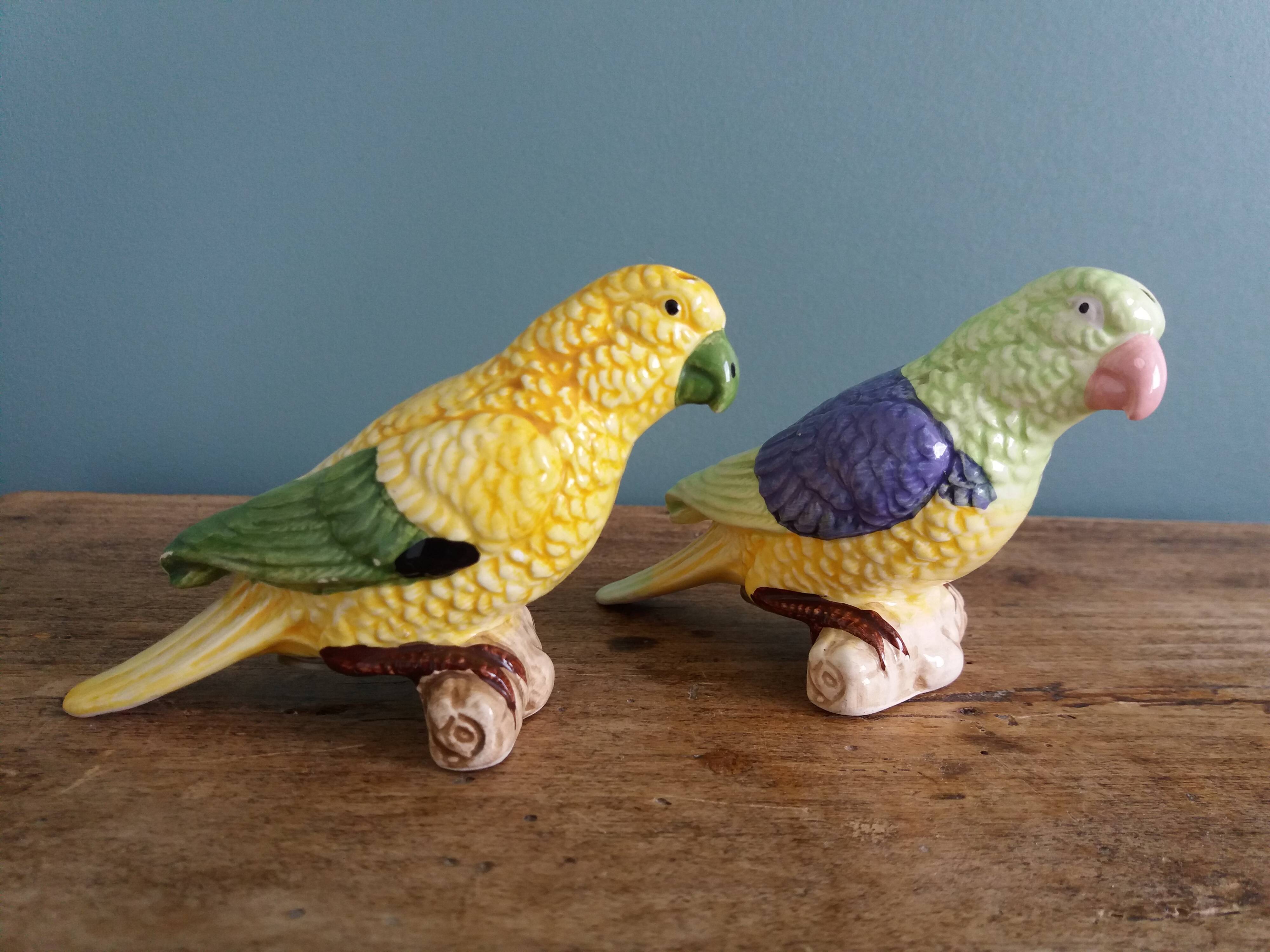 Salt shaker zoomorphic parakeet bird