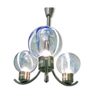 Postmodern Light Blue Murano Glass Mod "Membrana" Chandelier by Toni Zuccheri, Italy