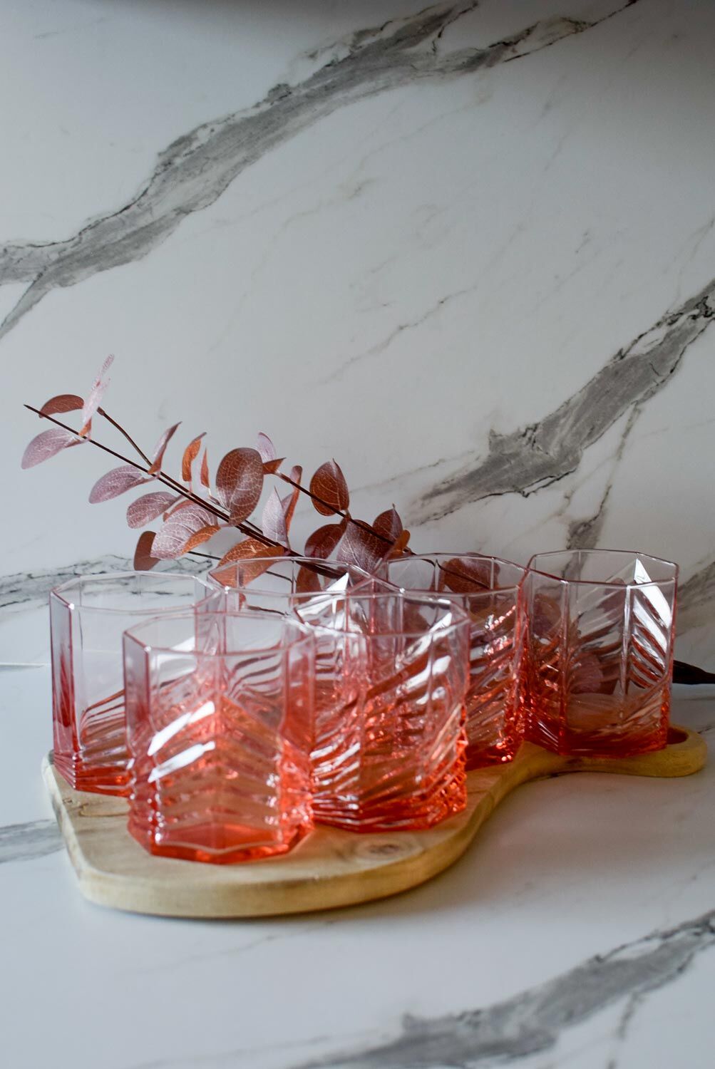 Pink crystal whisky glasses