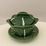 Green cabbage slip soup tureen
