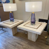 Paire de tables en travertin