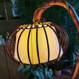 Lampadaire vintage en rotin Louis Sognot