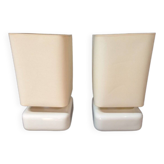 Pair of white ceramic lamps from the 70s