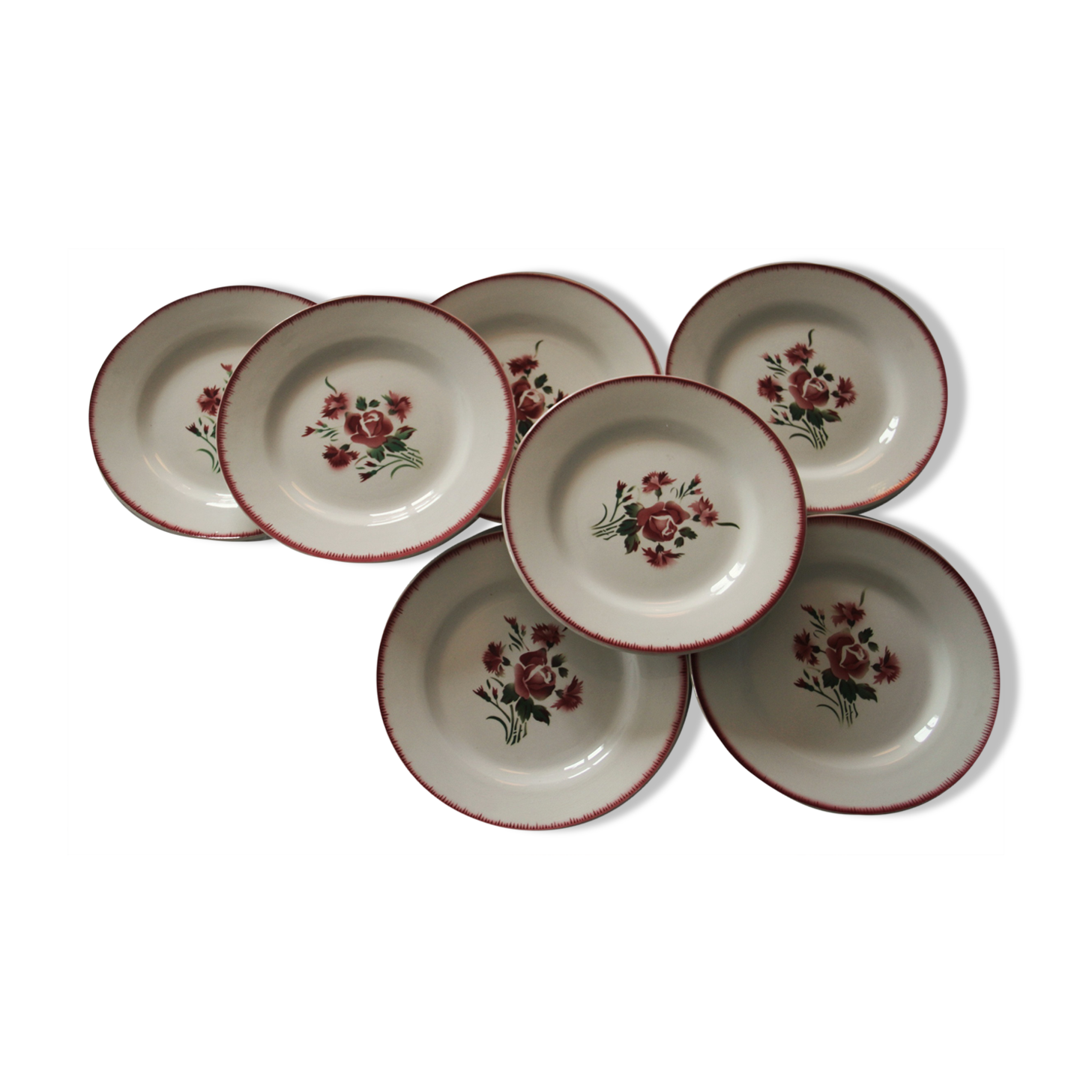 Set of 7 Digoin plates, Sarreguemine