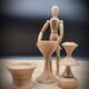 Trio wooden candle holders