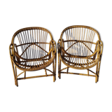 Pair of vintage rattan armchairs