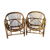 Pair of vintage rattan armchairs