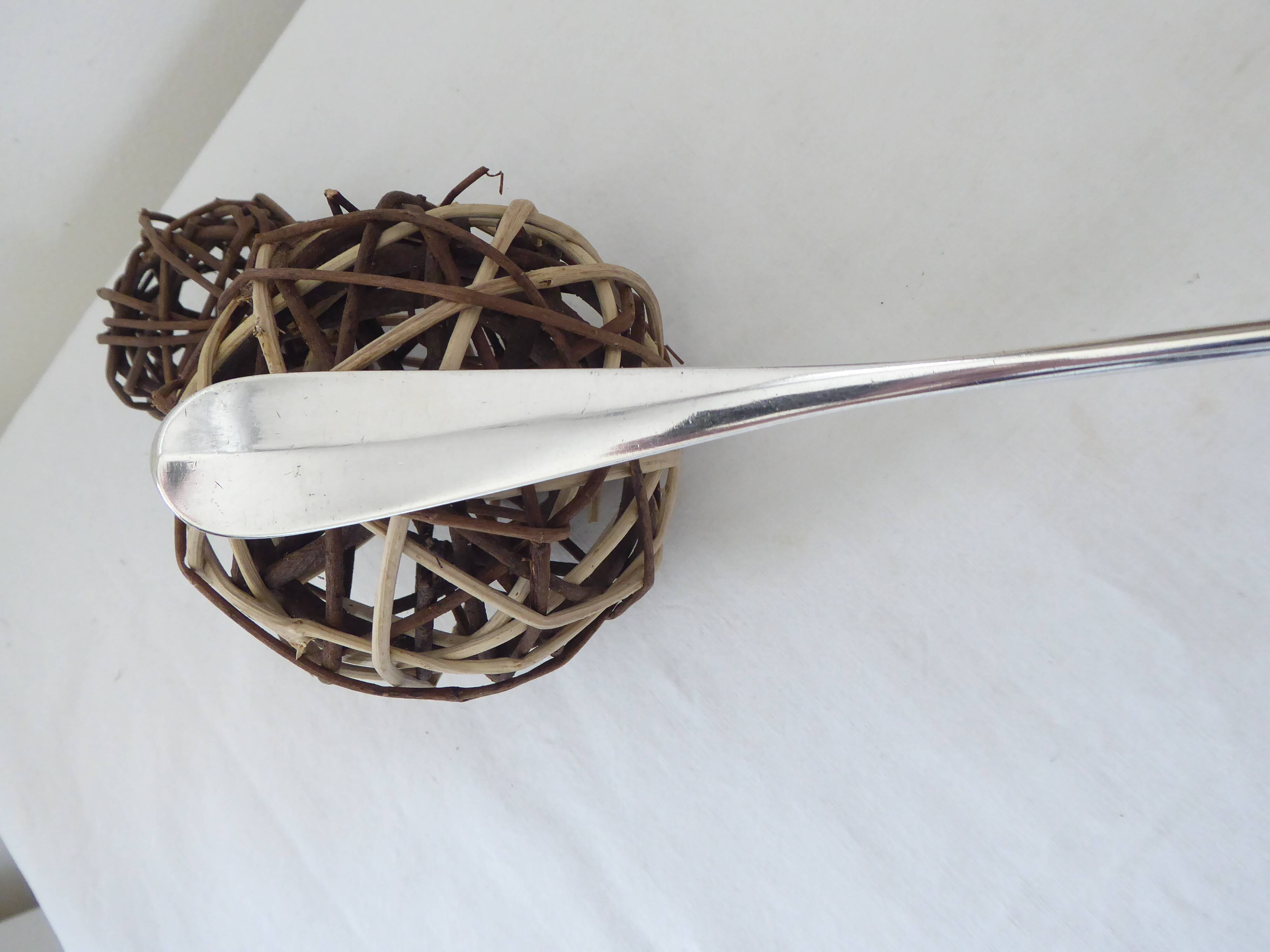 Silver metal sauce ladle