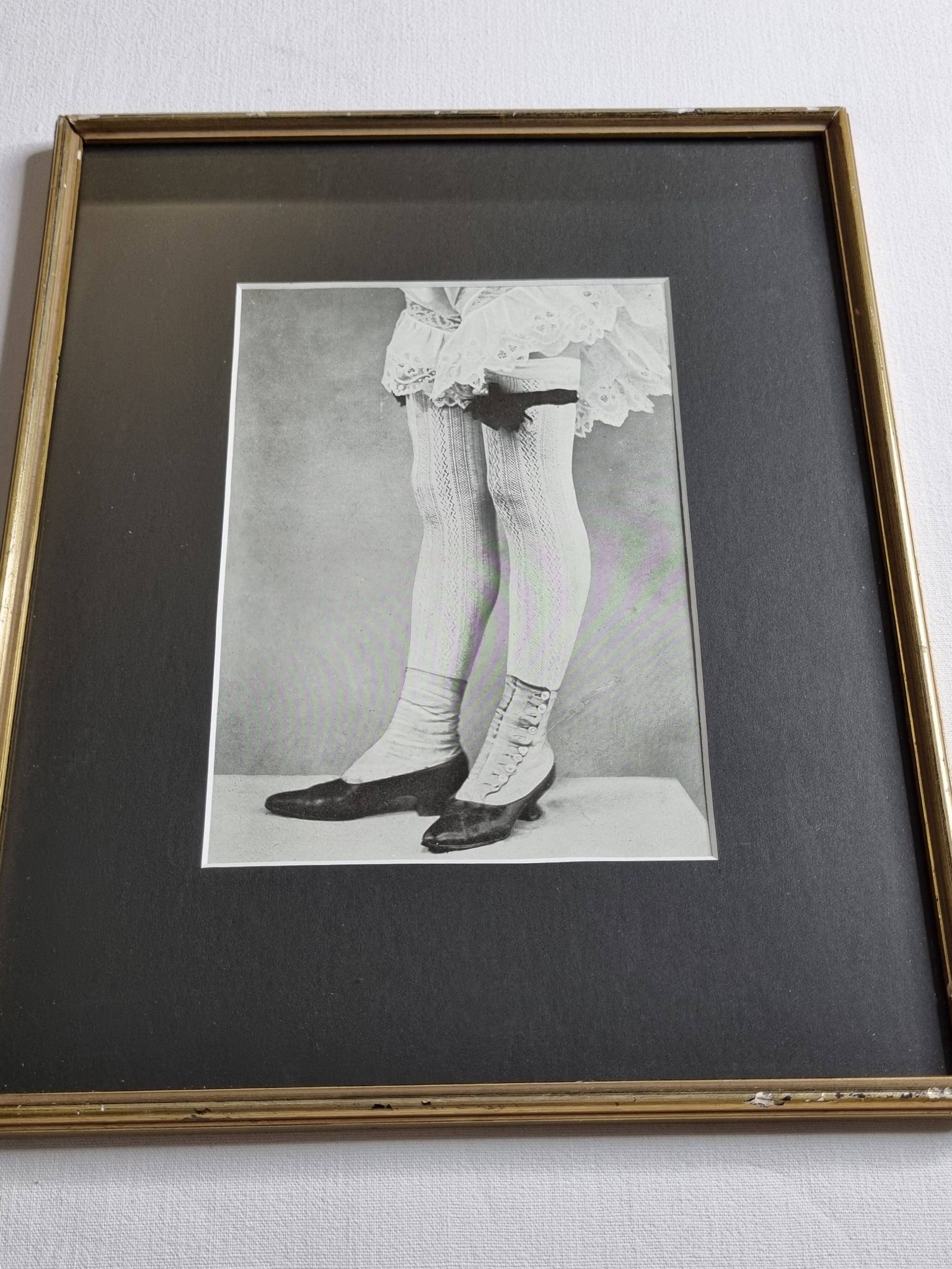 Original photogravure on glossy paper, Model in stockings and shoes 1900