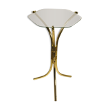 Tripod stand in gold metal and glass