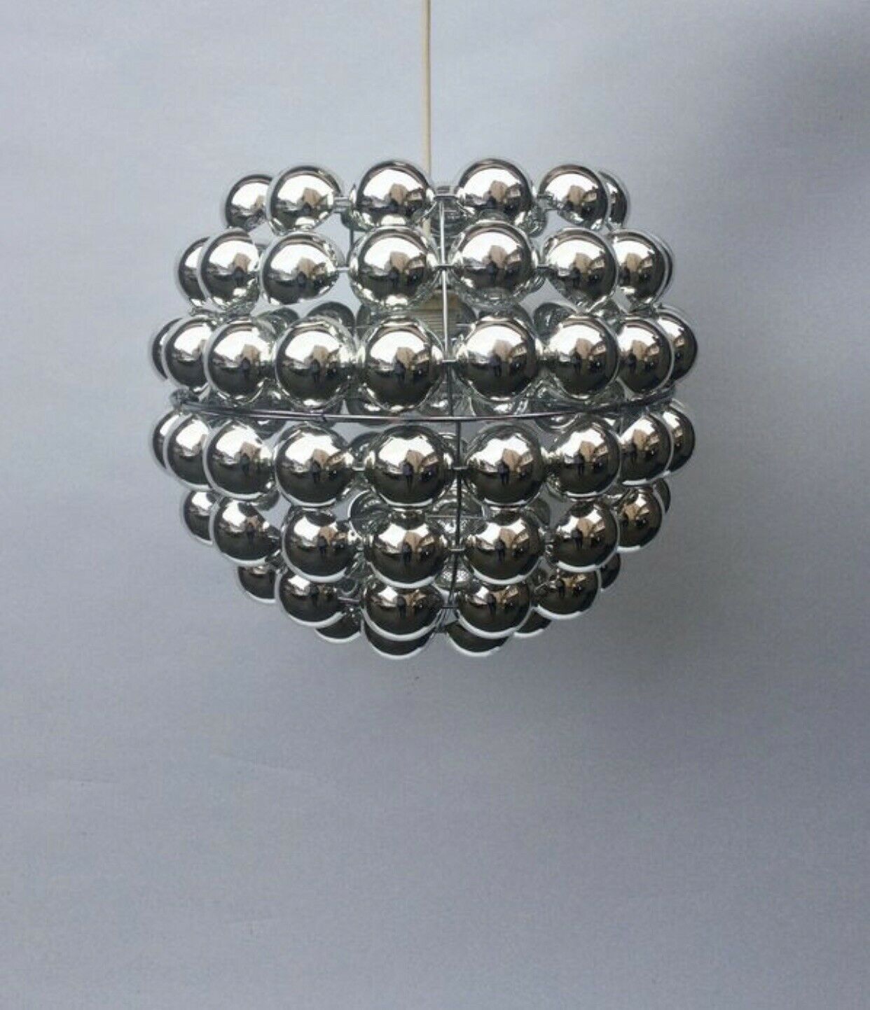 Kinetic suspension lamp with half swivel spheres from the 70s