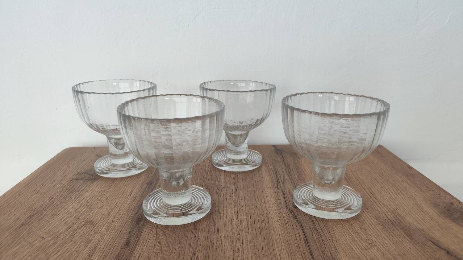 4 coupes à glace, fruit, en cristal, 1930