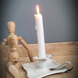Square white enamel candle holder
