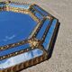 Octagonal Hollywood Regency Mirror with Floral Brass Accents, 1970s