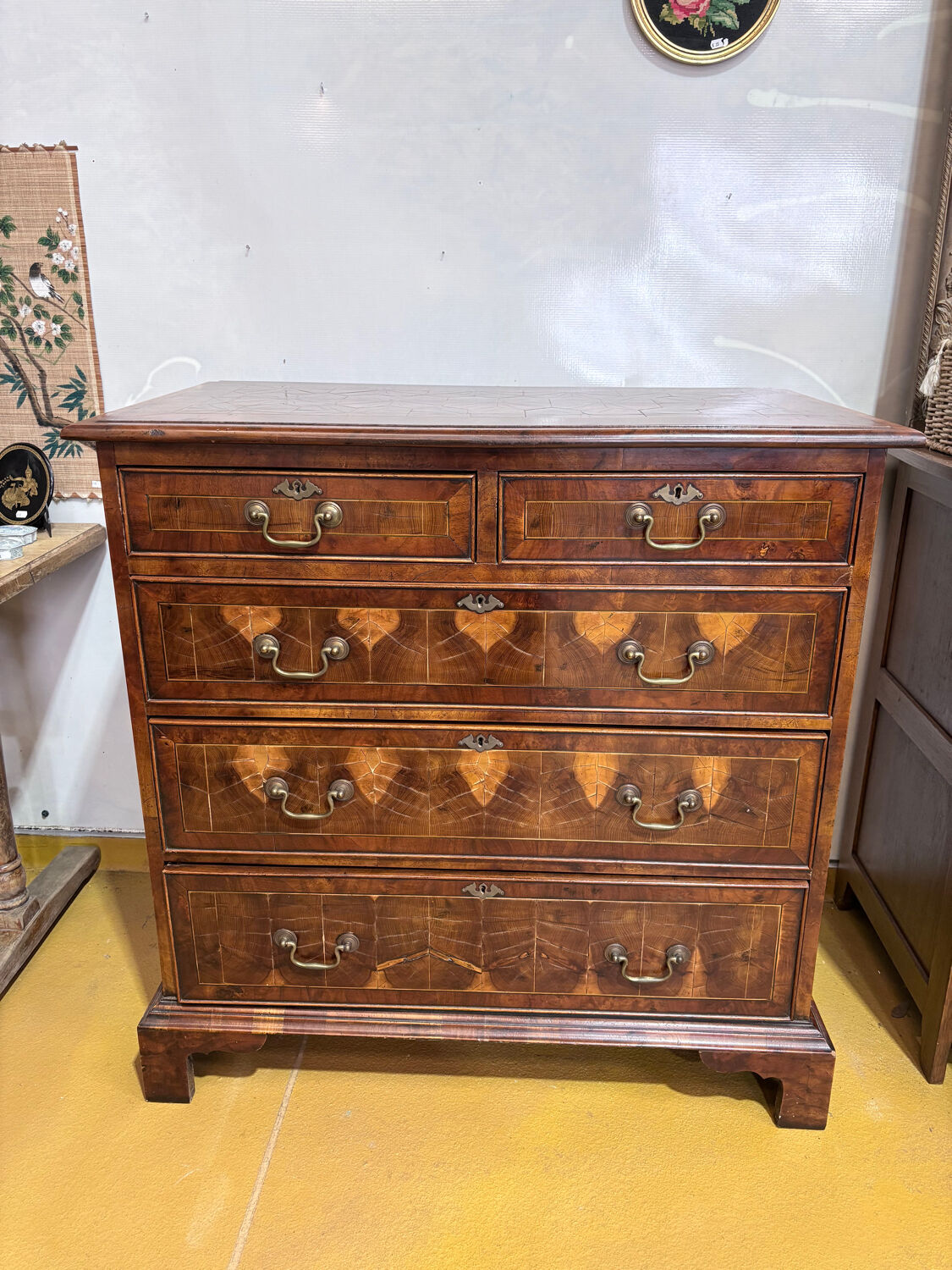 19th century Georgian style commode in end-grain wood marquetry.