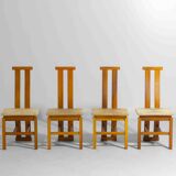 Sculptural postmodern dining chairs in wood with curved back, 1980s