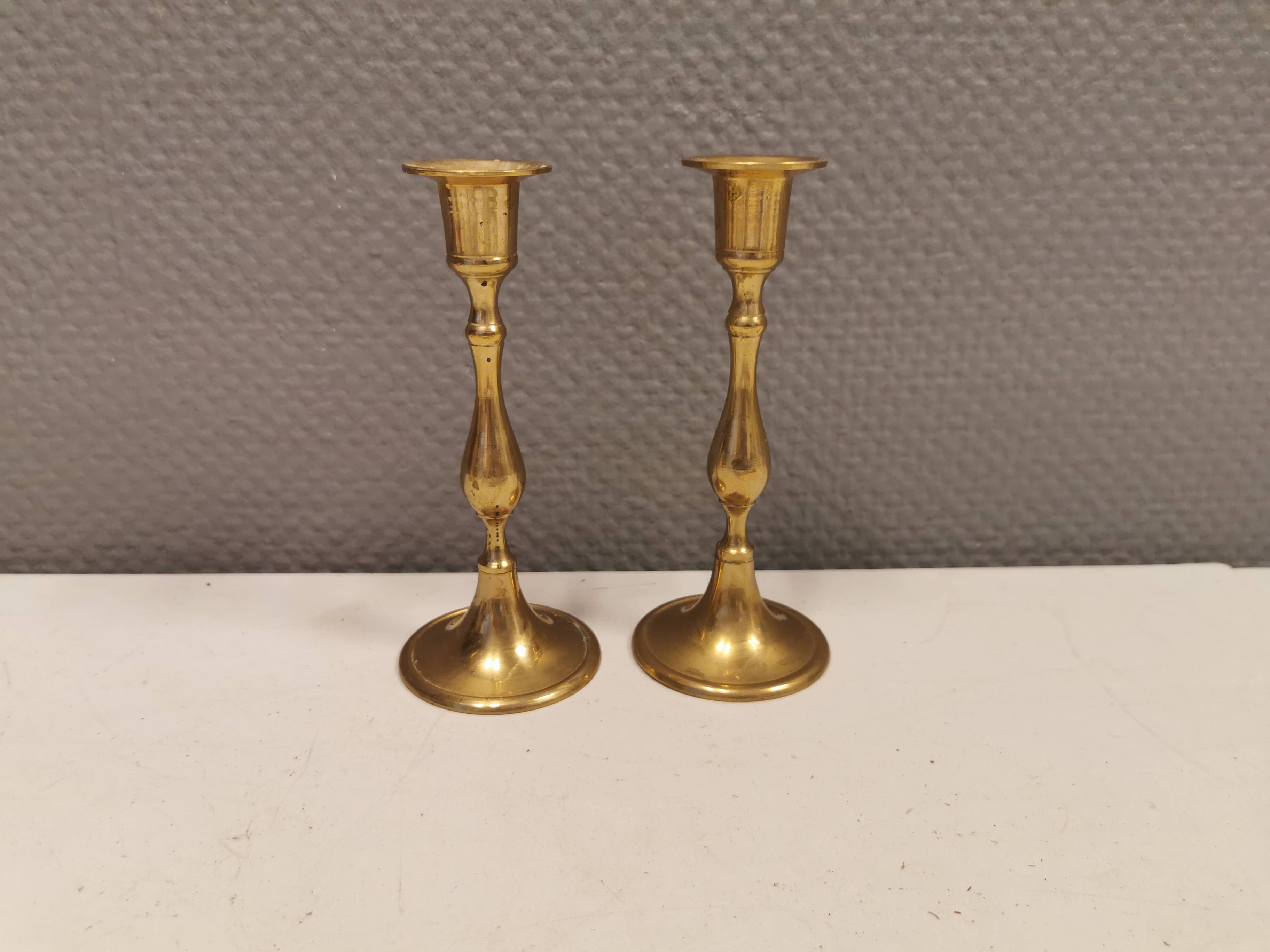 A set of classic Danish brass candle holders. Estimated 1960s.