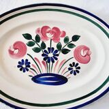 Large Oval Appetizer Plate in Rustic Porcelain HBCM Mulhouse Spring Pattern