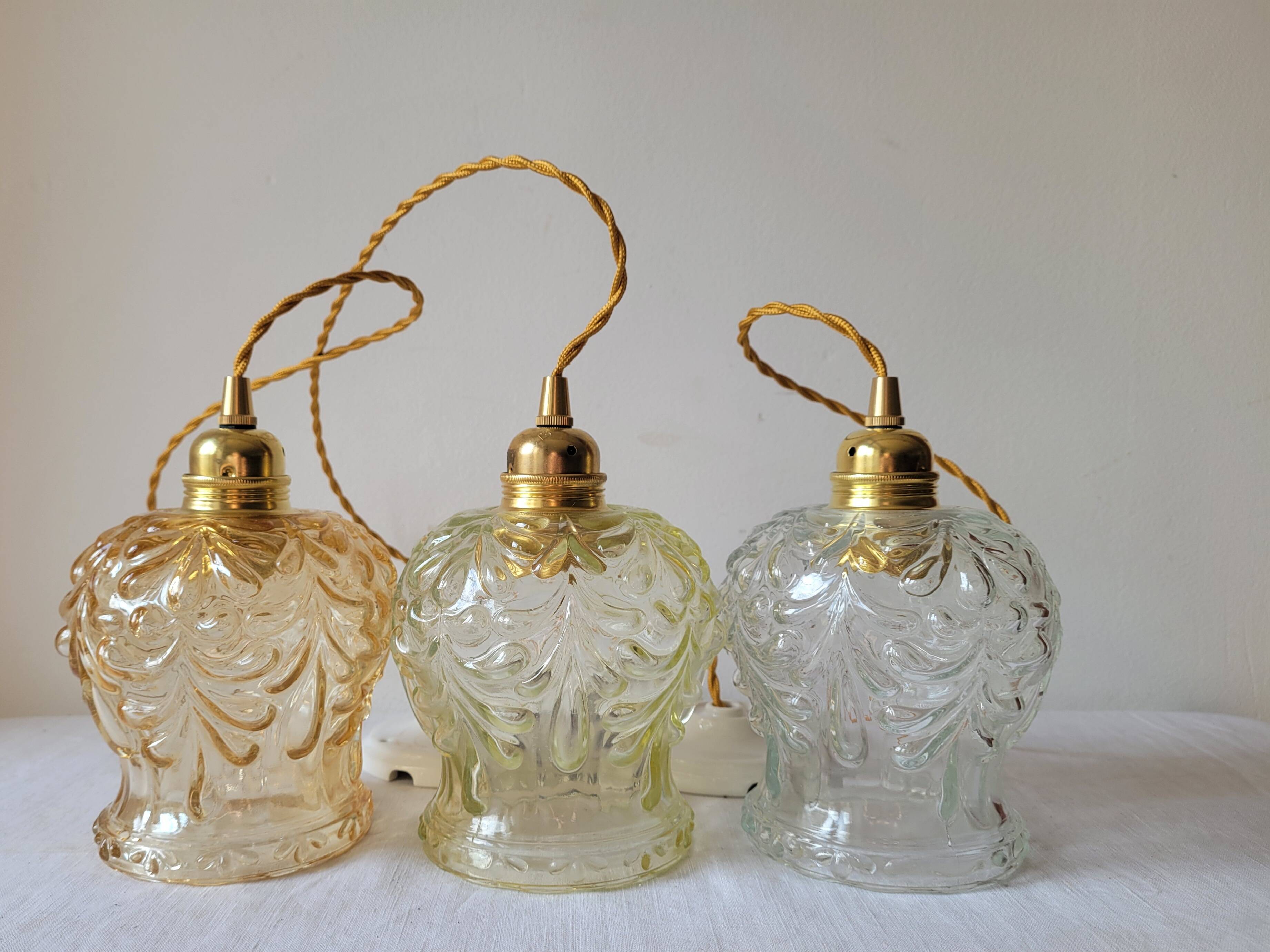 Trio de suspensions en verre moulé