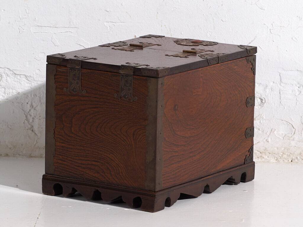 Ancient Japanese keyaki wooden kyōdai-bako with mirror, Meiji/Taishō period (circa 1890-1925) #27