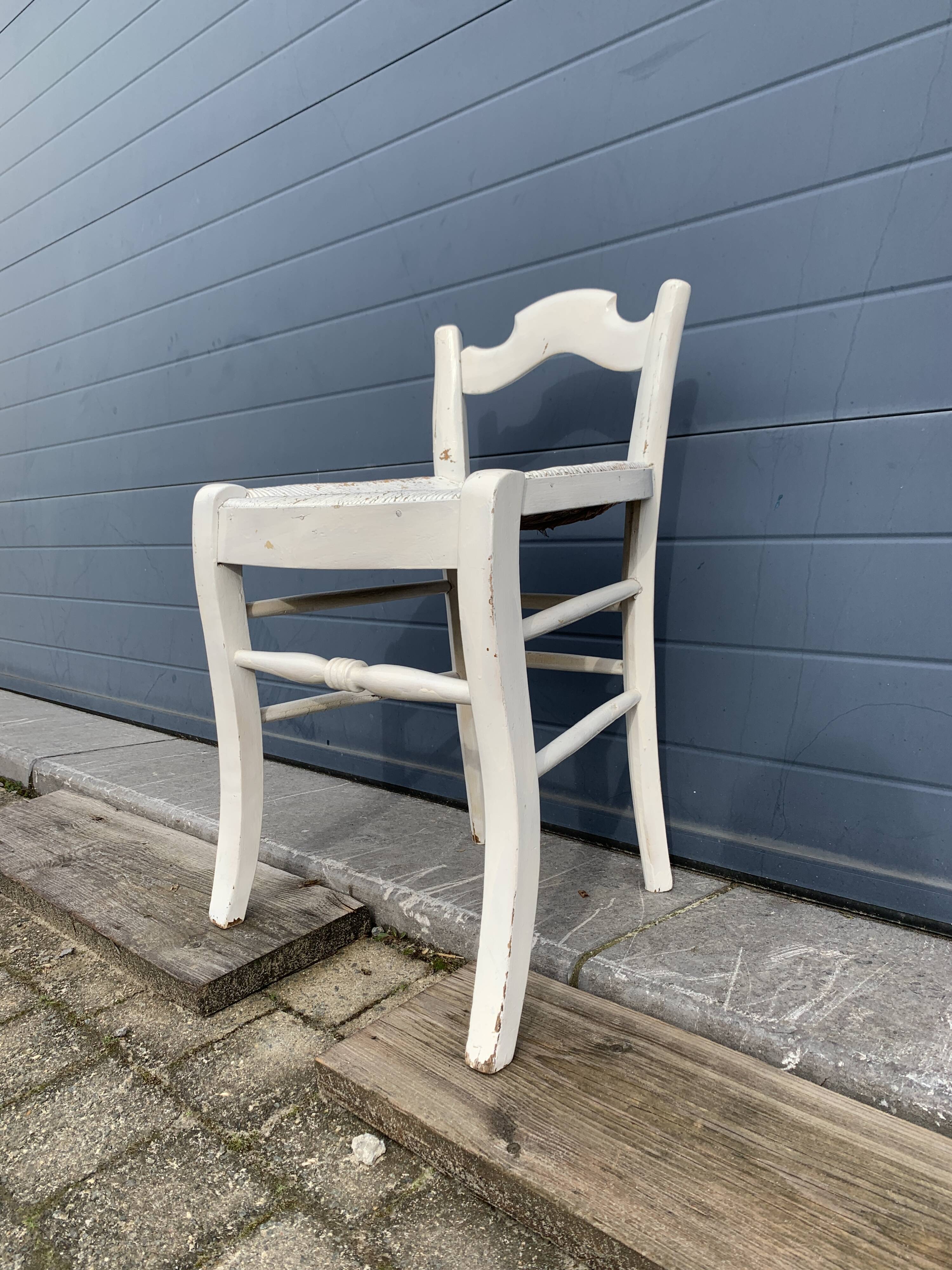 Vintage mulched stool painted white