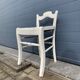 Tabouret paillé vintage peint en blanc