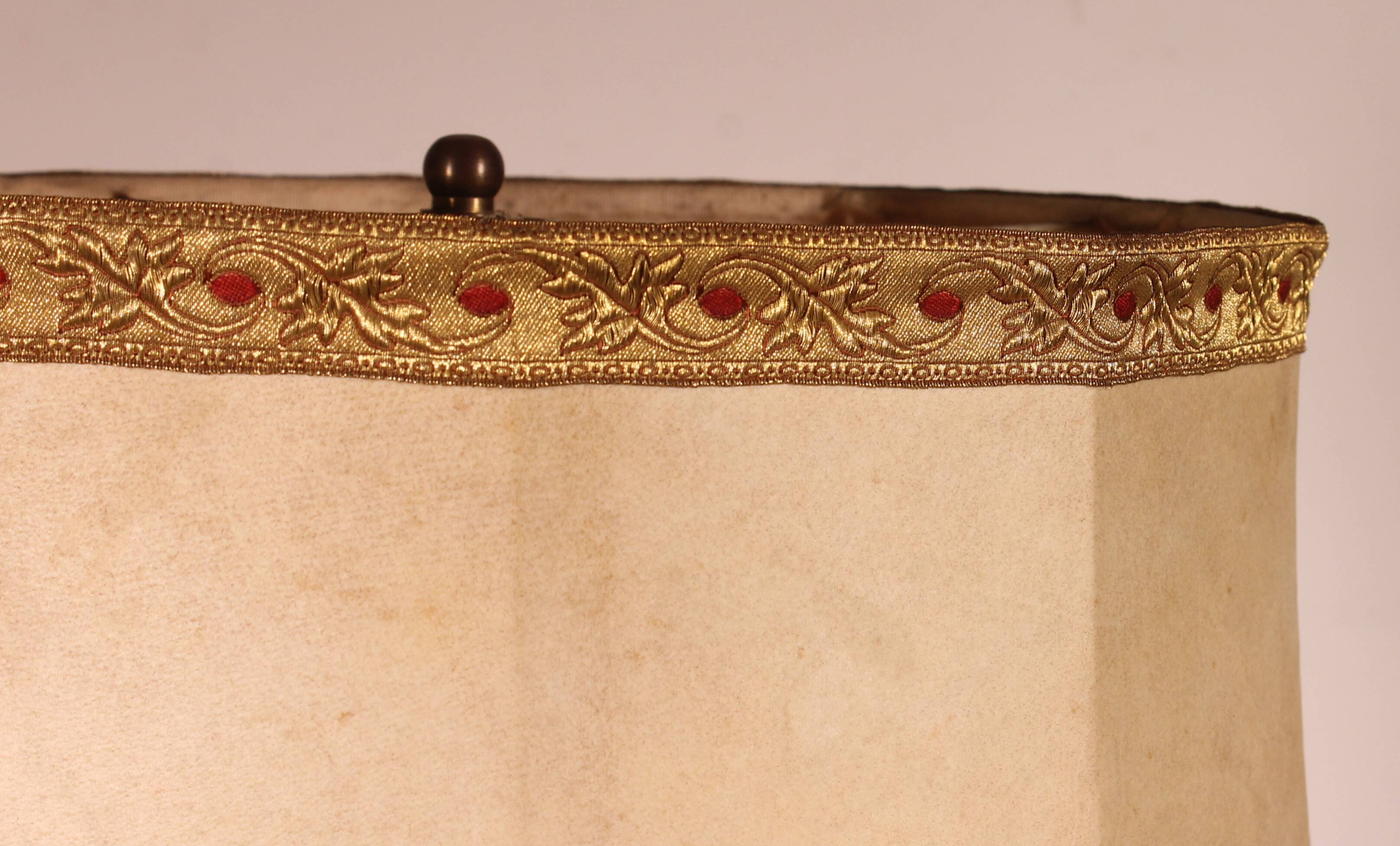 17th Century Bronze Candle Holder Mounted as a Lamp with Its Parchment Shade