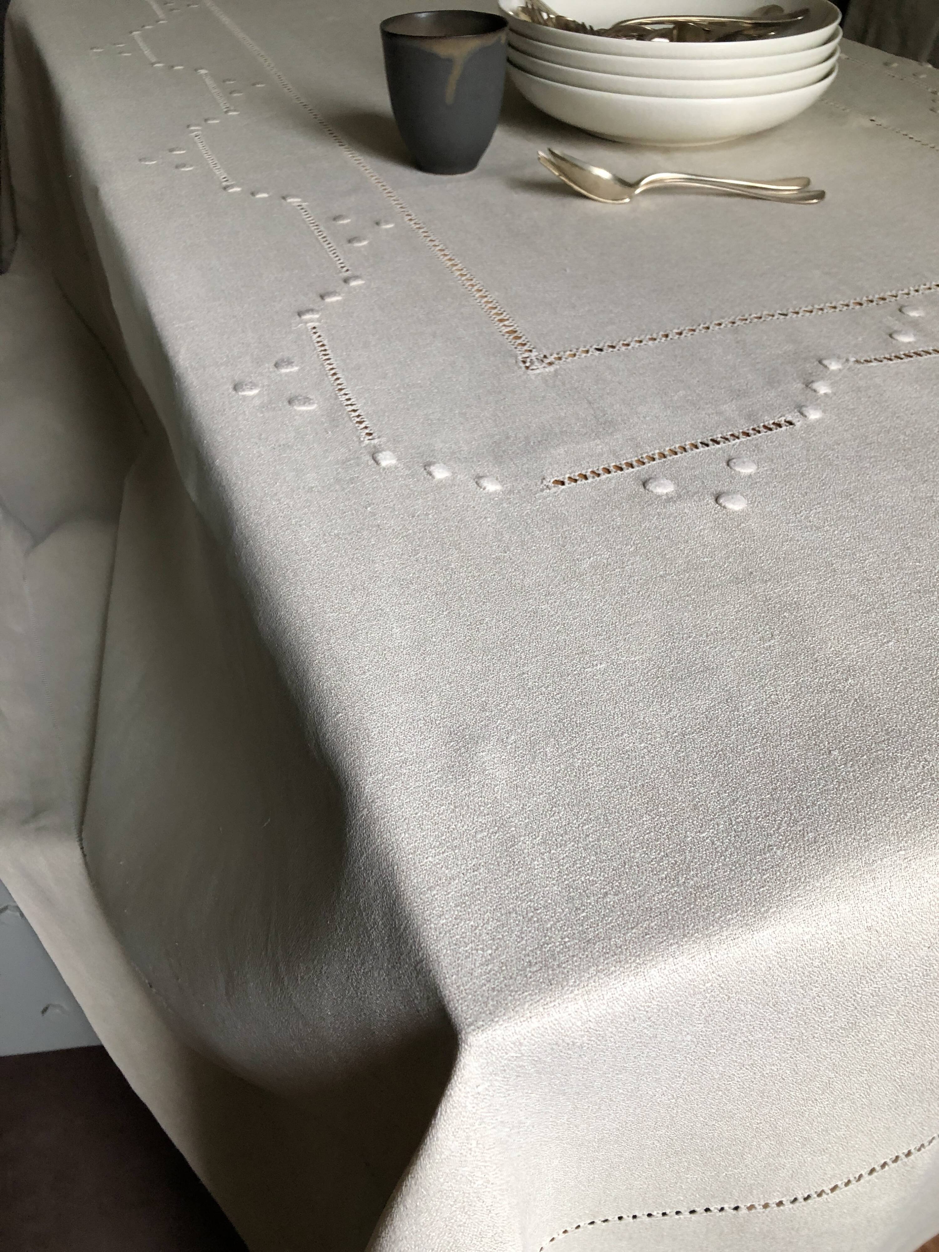 Antique linen tablecloth and whipped cream silk